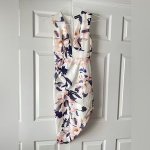 Floral dress, deep V cut